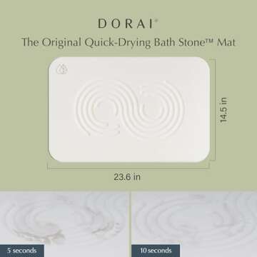 Dorai Home Bath Stone Mat 23.6"x15.4"| Luxury Diatomite Stone Bath Mat |