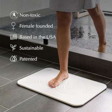 Dorai Home Bath Stone Mat 23.6"x15.4"| Luxury Diatomite Stone Bath Mat |