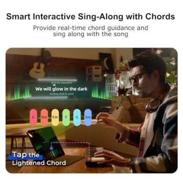 PopuPiano Smart Piano keyboard with Colored Light-up Keys, Smart Interactive Sing-Along with Chords, Free Lessons & Games, MIDI, Built-in Instrument Synth, Portable Bag for Outdoor