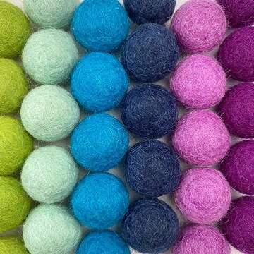 Rainbow Party - 100% Handmade Wool Felt Pom Poms - (50) Pure New Zealand Wool Felt Balls - DIY Pompoms - 0.8-1.0" Size - Drawstring Muslin Bag