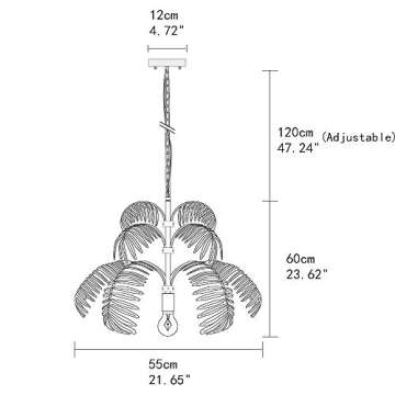 JEUNEU Coconut Leaves Chandelier,Tropical Hanging Light Fixtures,Length Adjustable Pendant Light Lamp Unique Rustic Tree Art Decor Lights Fixture Beach Theme for Dining Room Kitchen Island