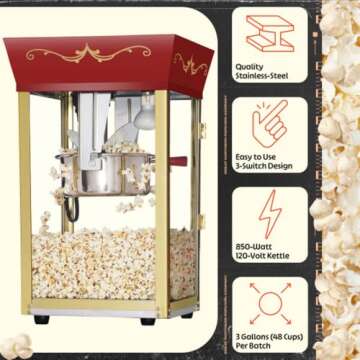 Great Northern Popcorn Matinee Popcorn Machines, Red