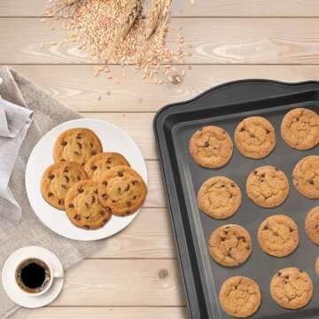 NBFTLTOP Premium Carbon Steel Cookie Sheets for Baking - 4-Piece Non-Stick Baking Pan Set, Durable Baking Sheets for Oven, Carbon Steel Baking Tray Metal Bakeware for Restaurant, Kitchens