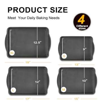 NBFTLTOP Premium Carbon Steel Cookie Sheets for Baking - 4-Piece Non-Stick Baking Pan Set, Durable Baking Sheets for Oven, Carbon Steel Baking Tray Metal Bakeware for Restaurant, Kitchens