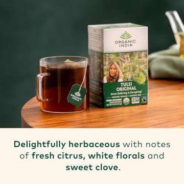 ORGANIC INDIA Tulsi Original Herbal Tea - Holy Basil and African Basil Calming and Stress Relief Tea, Immune Support, USDA Certified Organic, Non-GMO, Caffeine-Free - 18 Infusion Bags, 3 Pack