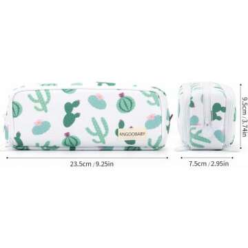 Large Canvas Pencil Case for Students with 3 Compartments