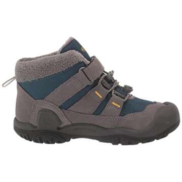 KEEN Knotch Chukka Mid Height Insulated Easy On Snow Boots, Steel Grey/Blue Wing Teal, 9 US Unisex Little Kid