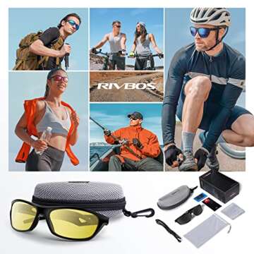 RIVBOS Sunglasses for Men Women Polarized UV Protection Sports Fishing Cycling Running RB831-Black Night Version