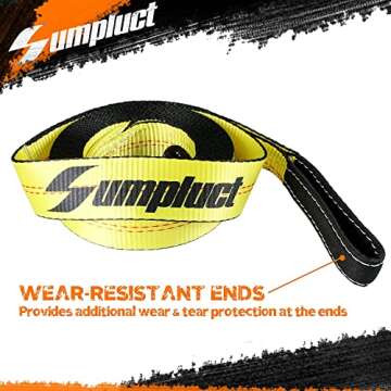 Sumpluct Recovery Tow Strap 2in X 20ft Heavy Duty 20,000 lbs Break Strength, Use for Emergency Towing Rope, Tree Saver, Winch Strap, Triple Reinforced Loops, Protective Sleeves