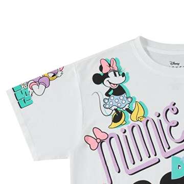 Disney Ladies Mickey Mouse Fashion Shirt Mickey Mouse Multi Print Tee - Mickey Mouse Allover Tee (White, Medium)