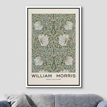 wall26 Framed Canvas Print Wall Art Pimpernel Flowers by William Morris Historic Cultural Illustrations Fine Art Traditional Scenic Colorful for Living Room, Bedroom, Office - 16"x24" White