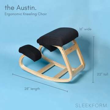 Sleekform Austin Kneeling Chair - Home Office Ergonomic Computer Desk Stool For Active Sitting