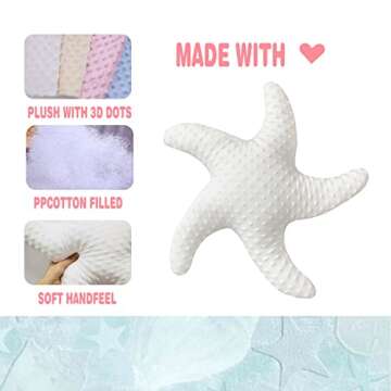 Marble Empire White Starfish Pillow Beach Themed Decorative Throw Pillows Soft Ocean Bedding Coastal Decor for Home Cute Star Shaped Stuffed Animal Plush for Small Couch Bed Bedroom Living Room