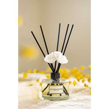 CULTURE & NATURE Reed Diffuser Set 6.7oz (200ml) Clean Cotton Scented Diffuser with Sticks Home Fragrance Reed Diffuser for Bathroom Shelf Decor