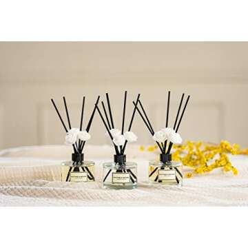 CULTURE & NATURE Reed Diffuser Set 6.7oz (200ml) Clean Cotton Scented Diffuser with Sticks Home Fragrance Reed Diffuser for Bathroom Shelf Decor