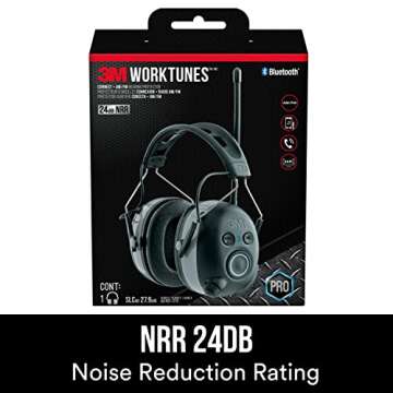 3M WorkTunes Connect + AM/FM Hearing Protector with Bluetooth Technology, Ear protection for Mowing, Snowblowing, Construction, Work Shops