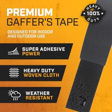 Lockport Black Gaffers Tape 2 inch x 30 Yards - 3 Pack Pro Black Gaff Tape - No Residue, Water Resistant, Non-Reflective, Easy Tear - Multipurpose Photography, Filming, Stage, Production, and More