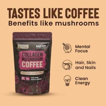 Collagen Mushroom Coffee for Focus & Health - 60 Servings