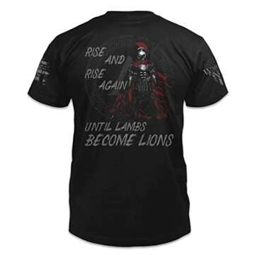 Rise and Rise Again T-Shirt Patriotic Tribute Tee | American Pride Veteran Support Shirt | 100% Cotton Military Apparel | Black, Small