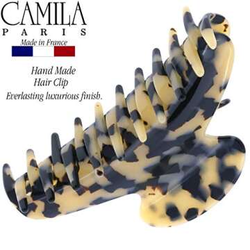 Camila Paris CP3035 French Hair Clip for Women, Handmade, Ivory Tokyo, for Thick Volume Hair, Girls Hair Claw Clips Jaw, Durable Styling Hair Accessories for Women, Strong Hold Grip, Made in France