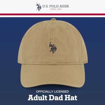 U.S. Polo Assn. mens U.s. Polo Assn. Washed Twill Cotton Adjustable Hat With Pony Logo and Curved Brim Baseball Cap, Khaki, One Size US