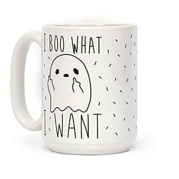 LookHUMAN Spooky Coffee Mug - Funny Coffee Mugs & Spooky Mugs, Double-Sided Print Ceramic Halloween Mug & Ghost Mug as Halloween Gifts for Women, Dishwasher Safe Novelty Coffee Mugs for Men, 15oz