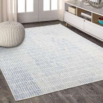 Restoration and Renovation Handmade Capitola Space Dyeing Imported Premium Wool Area Rug - Unique Modern Design Carpet for Living Room, Bedroom, and Dining Room (Blue, 8' x 10')