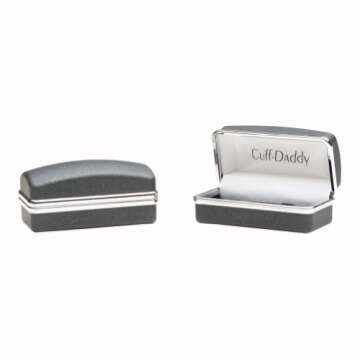 Attorney Lawyer Scales of Justice Silver Black Cufflinks with Presentation Box - Christmas Cufflinks