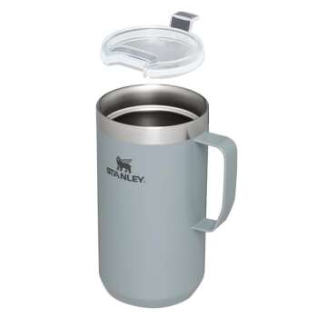 Stanley Stay Hot Camp Mug - Durable 18/8 Stainless Steel Insulated Mug - Splash-Free Tritan™ Drink-Thru Lid - 24 OZ - Hammertone Silver