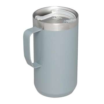 Stanley Stay Hot Camp Mug - Durable 18/8 Stainless Steel Insulated Mug - Splash-Free Tritan™ Drink-Thru Lid - 24 OZ - Hammertone Silver