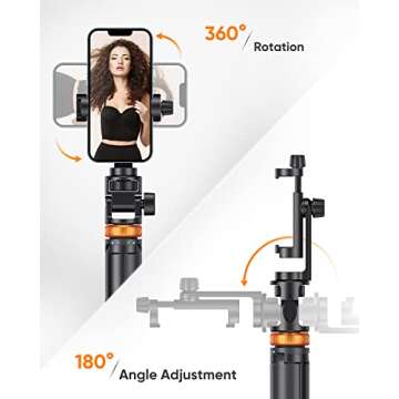 EUCOS 62" Phone Tripod, Tripod for iPhone & Selfie Stick Tripod with Remote, Extendable Phone Tripod Stand & Travel Tripod, Solidest Cell Phone Tripod Compatible with iPhone/Android