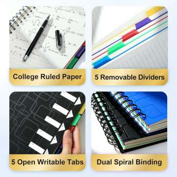 CAGIE 5 Subject A5 Spiral Notebook - 240 Pages