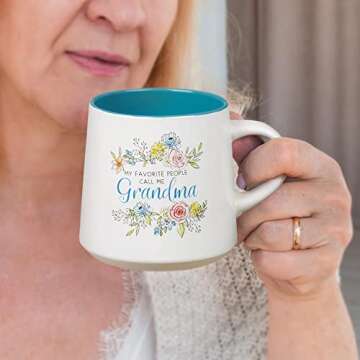 Floral Grandma Coffee Mug - 14oz Ceramic Cup