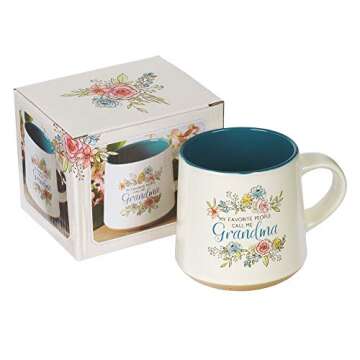 Floral Grandma Coffee Mug - 14oz Ceramic Cup