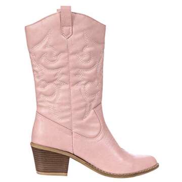 Charles Albert Womens Boot Embroidered Modern Western Cowboy, Blush (9) Cowboy_Style_Blush_9