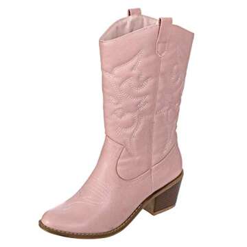 Charles Albert Womens Boot Embroidered Modern Western Cowboy, Blush (9) Cowboy_Style_Blush_9