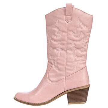 Charles Albert Womens Boot Embroidered Modern Western Cowboy, Blush (9) Cowboy_Style_Blush_9