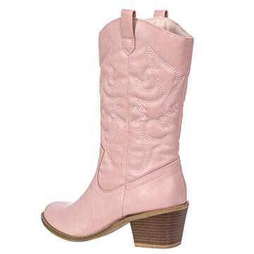 Charles Albert Womens Boot Embroidered Modern Western Cowboy, Blush (9) Cowboy_Style_Blush_9