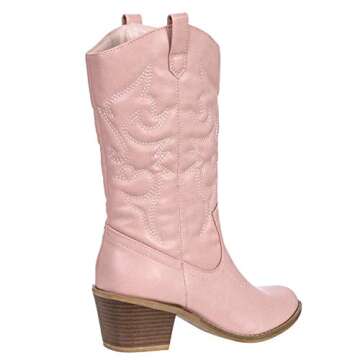 Charles Albert Womens Boot Embroidered Modern Western Cowboy, Blush (9) Cowboy_Style_Blush_9