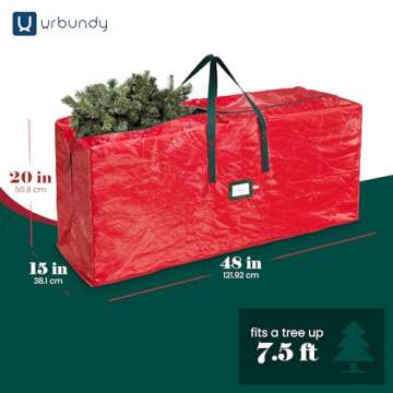 Heavy Duty Christmas Tree Storage Bag 7.5 Ft - Christmas Tree Bag Red - Tree Bags For Storage - Xmas Tree Storage Bag Holds 7.5 Ft Christmas Tree Bag For All Year Round Christmas Storage