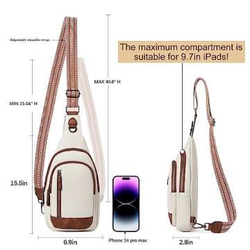 CLUCI Crossbody Bag for Women Cross Body Bag for Woman Sling Bag for Women Leather Trendy Large Sling Backpack Travel Crossbody Bag for Women Beige with Brown