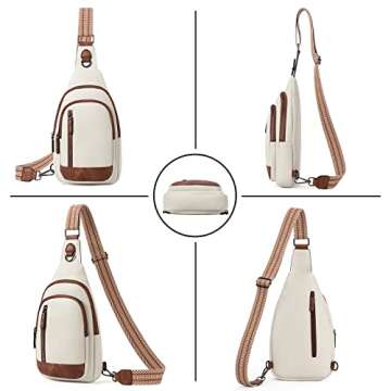 CLUCI Crossbody Bag for Women Cross Body Bag for Woman Sling Bag for Women Leather Trendy Large Sling Backpack Travel Crossbody Bag for Women Beige with Brown