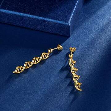 Beautlace DNA Double Helix Chemistry Science Molecule Biology Earrings 18K Gold Plated DNA Dangle Earring Jewelry for Women KE0011Y