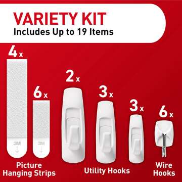 Hanging Variety Pack: Strips & Hooks for 19 Items