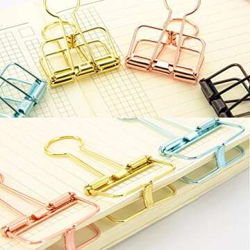 20PCS Binder Clips, Medium Metal Binder Clips Multicolor Paper Binder Clips Stainless Steel Paper Clamps for Office Supplies School Personal Document Organizing Classifying Professional Work (Medium)