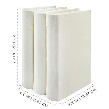 AuldHome Design Faux Book Stack (Cream); Blank Set of 3 Decorative Books for DIY Crafts and Home Decor