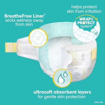 Pampers Swaddlers Newborn Diapers - Size 0, 140 Count, Ultra Soft Disposable Baby Diapers