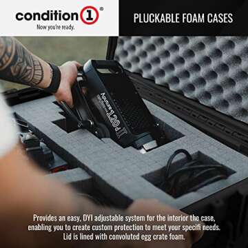 Condition 1 25" Large Heavy-Duty Protective Waterproof Hard Case, Model 024, Portable Storage Box with Customizable Foam, Camera, Tool, Hunting, Made in USA, 24.27"x19.40"x13.57" Black