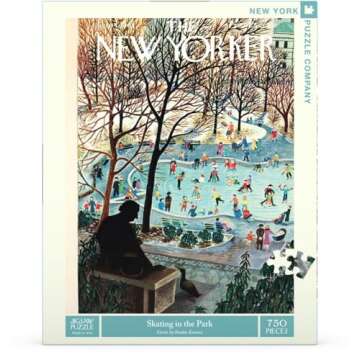 New York Puzzle Company - New Yorker Skating in The Park - 750 Piece Jigsaw Puzzle for Family Game Nights by Ilonka Karasz