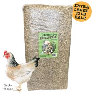 Hemp Animal Bedding for Chicken Coop, Horse, Rabbit, Reptile, Small Pet, Garden Mulch, Hempcrete - Premium Canadian Grown Hemp Fiber in Bulk 33lb. Bale